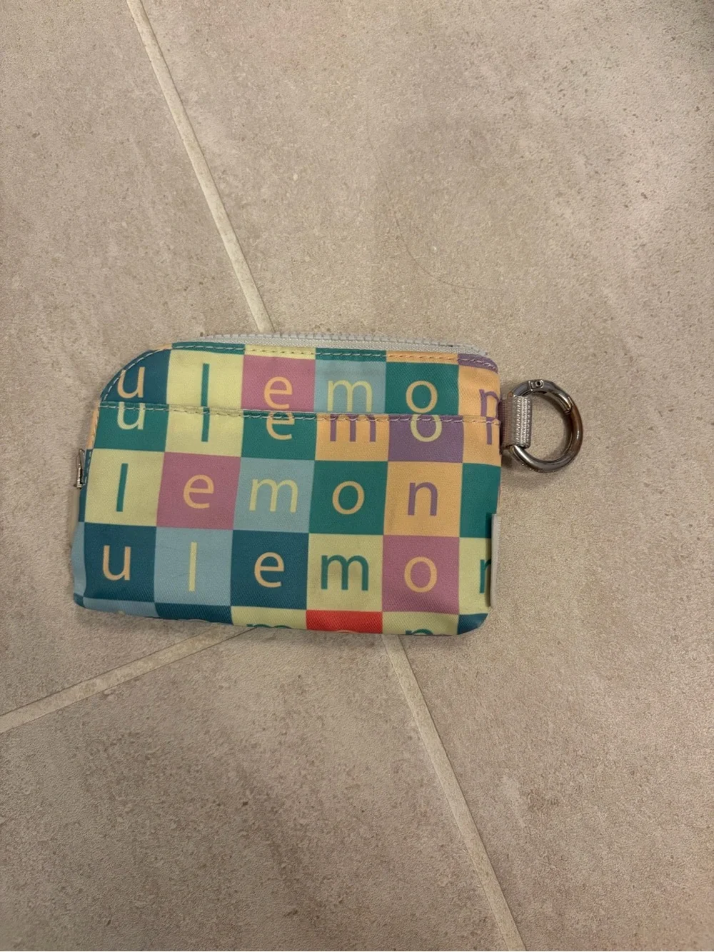 Lululemon athletica Multicolor Checker Coin Pouch • clippable mini wallet